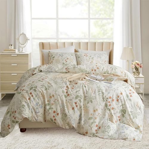 EAVD Chic Fresh Floral King Comforter Set White Soft Microfiber