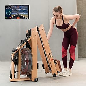SNODE-Foldable-Wood-Water-Rowing-Machine-with-APP-Rowing-Machine-Water-Resistance-for-Home-Use-with-LCD-Monitor-Water-Resistance-Wood-Indoor-Rower-Soft-Seat-Home-Fitness-Workout-Yellow SNODE Wood Water Rowing Machine for Home Use, Foldable Rower Machine, Imported Beech Wood, Rower Machine with Bluetooth and LCD Monitor, Soft Seat