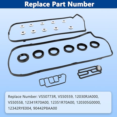 Image of VS50773R Engine Valve Cover Gasket Set Kit & 15845-R70-A01 Solenoid Valve Gasket for Honda Accord Odyssey Pilot Ridgeline Acura MDX RDX RL TL TSX ZDX 2008 2009 2010 2011 2012 2013 2014 2015 2016 2017