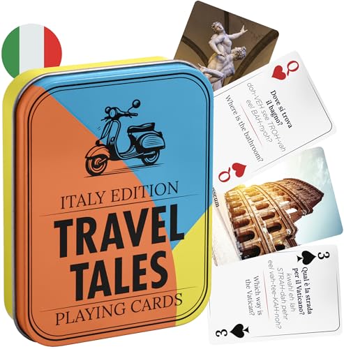 All7s Travel Tales Playing Cards – Italy Edition - Learn Italian Travel Phrases While You Play - Pocket-Sized Card Deck with Stunning Italy Photos - Travel Gift for Women, Seniors & Explorers