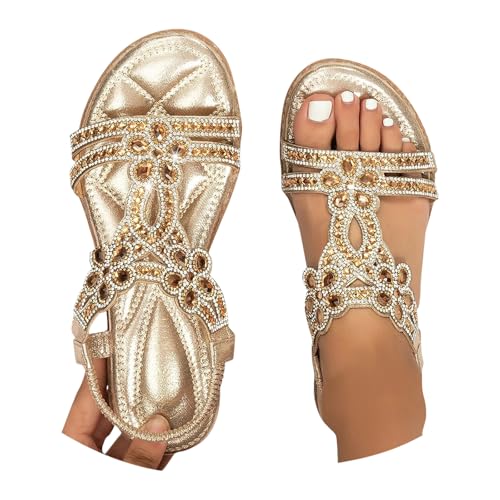 Générique Sandales Bohèmes Femme Strass Décor Bout...