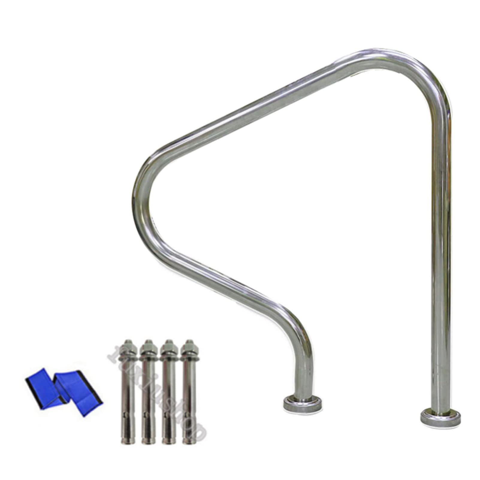 MSHGSKU Stainless Steel Pool Handrail for Inground Pool, Safety Handrails, Swimming Pool Stair Rail with Grip Cover, 4ft