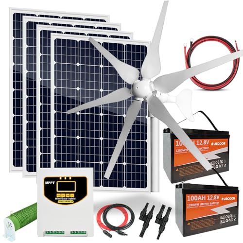 880 Watts Solar Panel Wind Turbine Hybrid System Kit 12