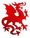 Material: 100% Polyester. 1 Applikation Wappen Drachen 14 x 11,5cm Farbe: Rot vor226-8 re