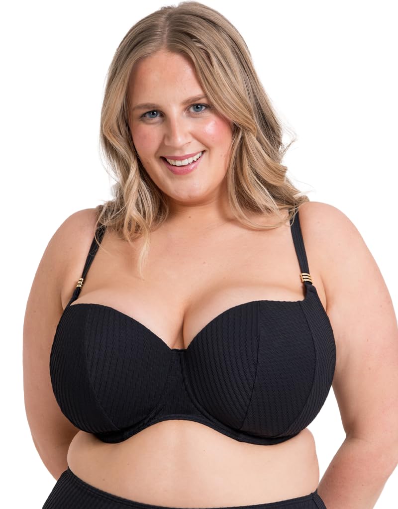 Curvy Kate Women's Black Jet Set Padded Balcony Bikini Top 34Gg