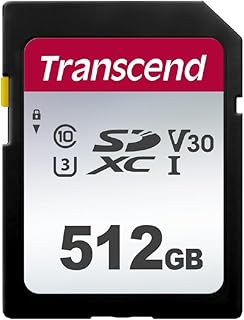 Transcend 512GB SDXC Memory Card, Up to 100MB/s, UHS-I U3 V30, 4K UHD & Full HD, Class 10 High-Speed SD Card for Canon, Nikon, Sony, Pentax, Kodak, Olympus, Panasonic Digital Cameras