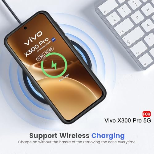 Image of TheGiftKart Hybrid Shockproof Back Cover Case for Vivo X300 Pro 5G Compatible with MagSafe | Camera Protection Module | Hard Cover for Vivo X300 Pro 5G (PC & TPU, Transparent Clear Back, Black Sides)