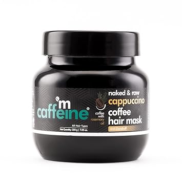 mCaffeine Anti-Dandruff Cappuccino Coffee Hair Mask | Adds Natural Shine & Controls Excess Oil with Rosemary Oil and Natural AHA | For Damaged, Frizzy Hair & Dry Scalp | SLS and Paraben Free | 200ml