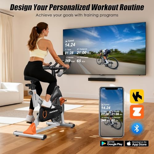 Image of pooboo Exercise Bike,Stationary Bike for Home with Exclusive App,Indoor Magnetic Cycling Bike with Low noise,Tablet Mount,LED Display and Fitness Courses for Weight Loss,350 lb Weight Capacity