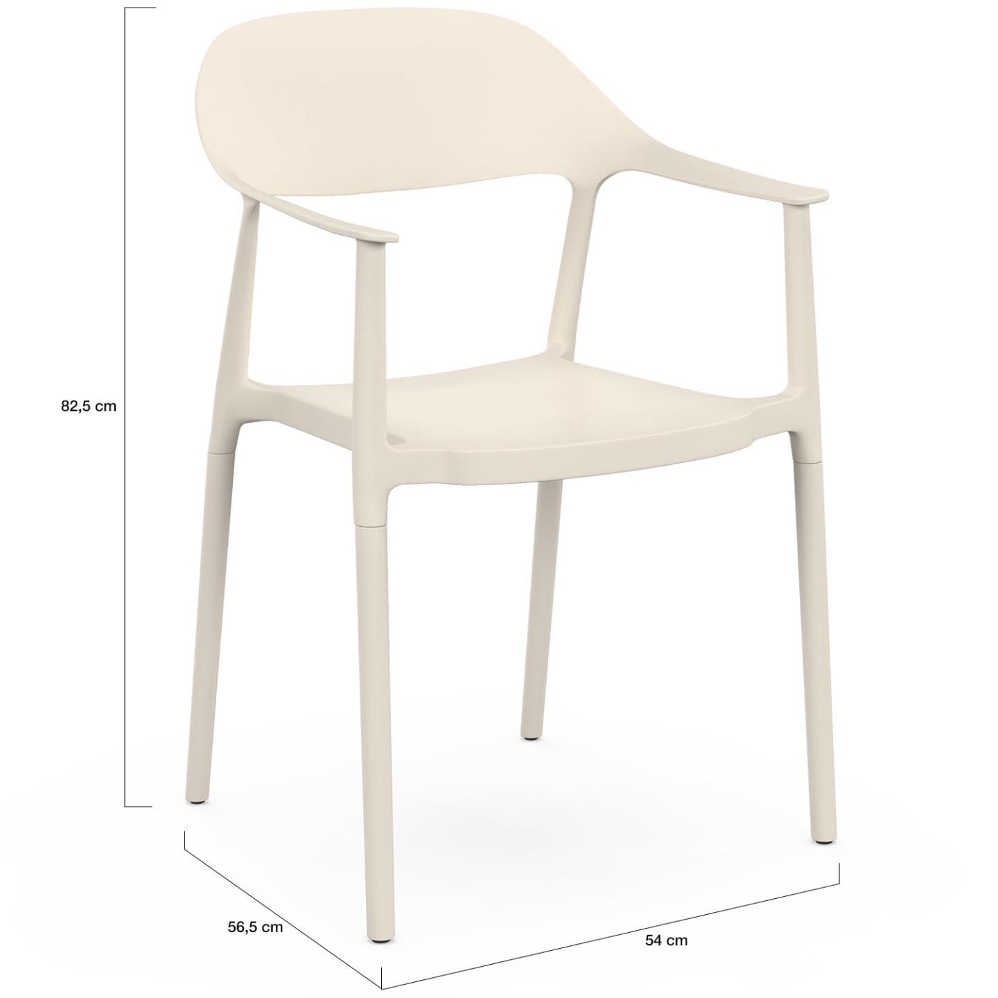 IDMarket SUZON - Juego de 4 sillas de jardín apilables para jardín, color beige