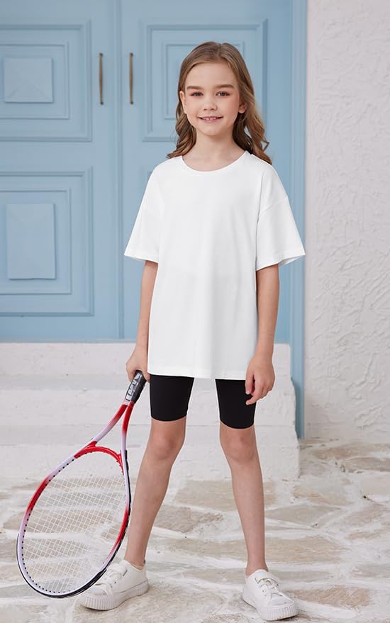 ZDC Girls Short Sleeve T Shirts Kids Summer Oversized Tops Trendy Crewneck Basic Tees 5-14 Years - Image 5