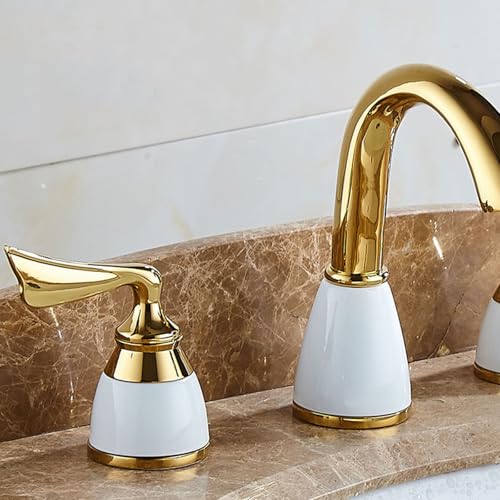 Mélangeur salle de bain 3 trous au design rétro chic double commande