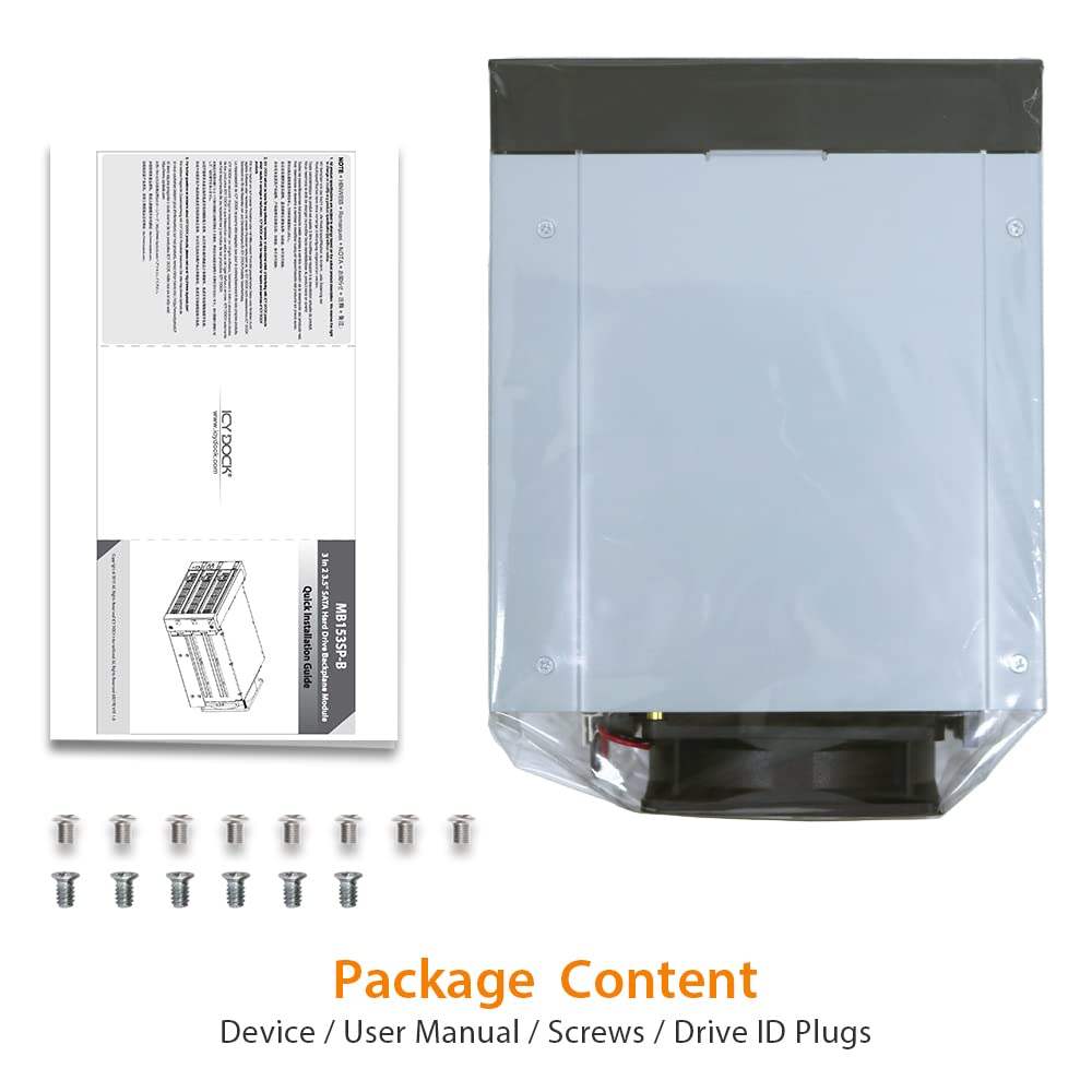 Icy Dock Backplane Cage, Rack Mobile, Scatola di Gabbia con cassetto Hot Swap per 3 x HDD/SSD 2,5" o 3,5" SAS II/SATA III 6Gb/s in 2 alloggiamenti da 5,25" in Alluminio FatCage MB153SP-B