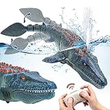 Remote Control Mosasaurus Dinosaur Toy, RC Dinosaur Diving Toys for Kids, Light and Spray Water, Hig