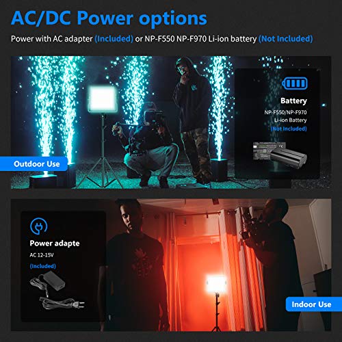 Neewer 660 PRO RGBLED zestaw 2 lamp wideo ze sterowaniem za pomocą aplikacji i statywem, pełen kolor, kolory 360°, 50 W, możliwość ściemniania, dwa kolory, barwa 3200~5600K, oświetlenie wideo CRI97+, do gier, strumieniowania, spotkań na platformie Zoom, Webex, do fotografii