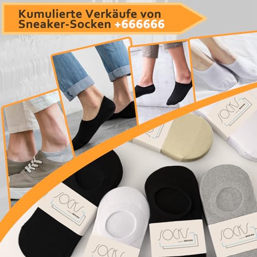 Falechay Sneaker Socken Damen Herren Füßlinge Footies 8 Paar Kurze Großes Silikonpad Verhindert Verrutschen Unsichtbare weiß 35-38