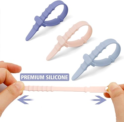 Miniatura 3 de Bridas reutilizables, bridas de silicona, 20 bridas de goma, gestión de cables, artículos esenciales de playa diarios, suministros de oficina,