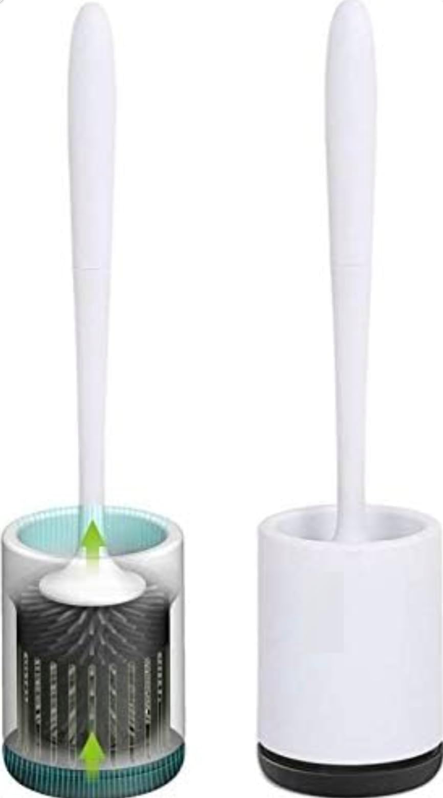 COSTOM Toilet Brush and Holder, Soft Silicone Brush with Quick Drying Holder Set (Floor)