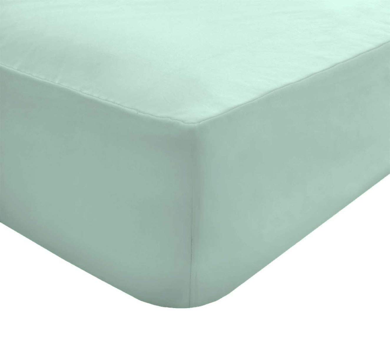 Sleepdown Extra Deep Fitted Sheet 32cm Pocket Easy Care Non-Iron Super Soft Polycotton Bedsheet Bedding Bed Linen - Single - Duck Egg