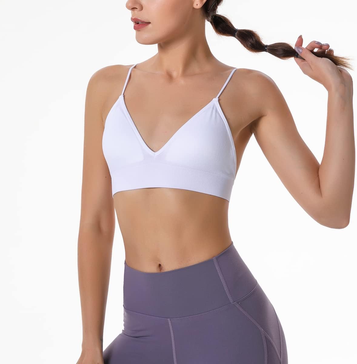 Bralette for Women Spaghetti Strap Triangle V Neck A-B Cups Bra Padded Wire Free Pull On Closure - Image 6