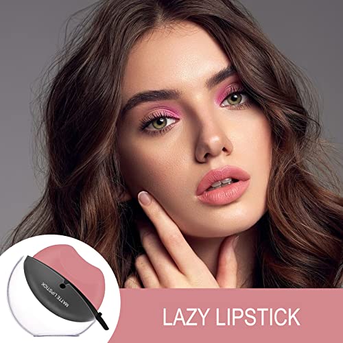 Jutqut 3 Colors Matte Lipstick Set, Velvet Lipstick Lip Shape Lazy Lipstick, Long Lasting & Non-Stick Cup Lip Gloss, Waterproof Lipstick Lazy Lip Makeup Mother's Day 02#04#05 #TOP2