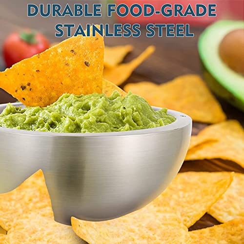 Dip Chiller Bowl - Large 30Oz - Durable Stainless Steel - Ice Cold & Boiling Hot - Ice Chilled Serving Cooler Set For Beverages, Party, Bar, Salsa, Salad, Food (30Oz, Stainless Steel 10-Pack) #TOP4