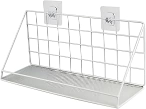 JUGTE Metal Wall Mounted Floating Shelves Self-Adhesive Home Decor Shelf Wall Decoration Holder Decor Shelves Plant Display Racks for Bedroom, Living Room, Bathroom, Kitchen, Office (White)