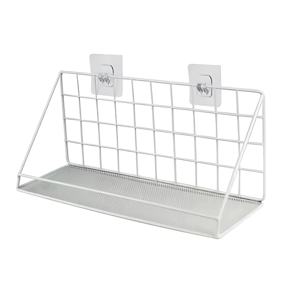 VDNSI Metal Wall Mount Floating Shelves Self-Adhesive Home Decor Shelf Wall Decoration Holder Shelves Plant Display Racks for Bedroom Living Room Bathroom Kitchen Office, (White)-image-41