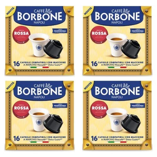 160 Capsule Caffè Borbone miscela ROSSA compatibili con Dolce Gusto - 10 Astucci da 16 - Nescafe Dolce Gusto Borbone Dolce Re Rossa -
