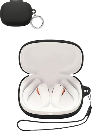 for JBL Endurance Peak 4 Earbuds Case Protective, Soft Silicone Shock-Absorbing Design, Includes Keychain and Lanyard, Does Not Affect Charging, Black