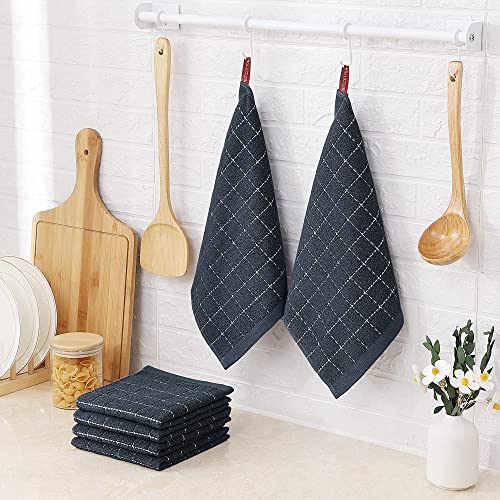 Image of Homaxy 100% Cotton Terry Kitchen Dish Cloths, 8 Pack, Dark Grey