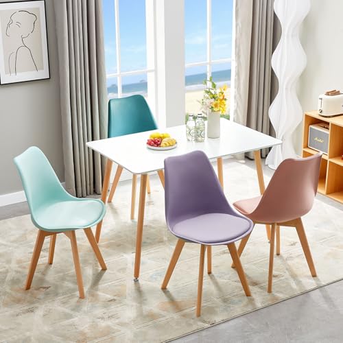 Lot 4 Chaises Scandinaves PU Pieds Hêtre EGGREE