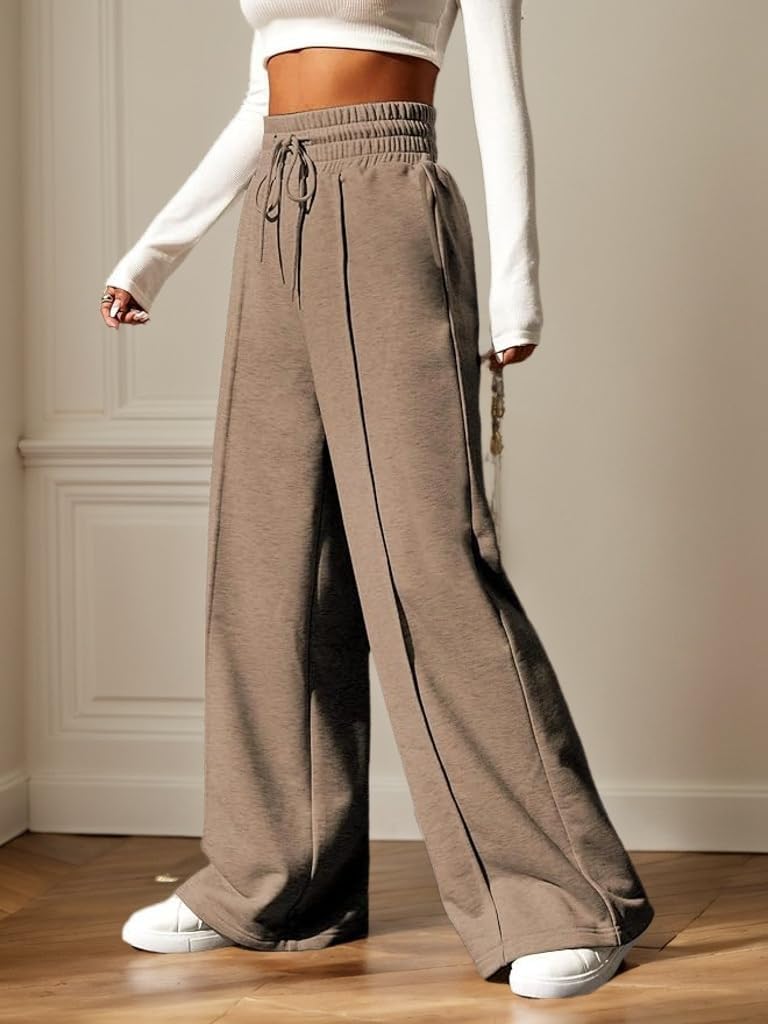 Women's Drawstring High Waisted Flare Sweatpants Wide Leg Long Pants Sweatpants Trouser - Image 5