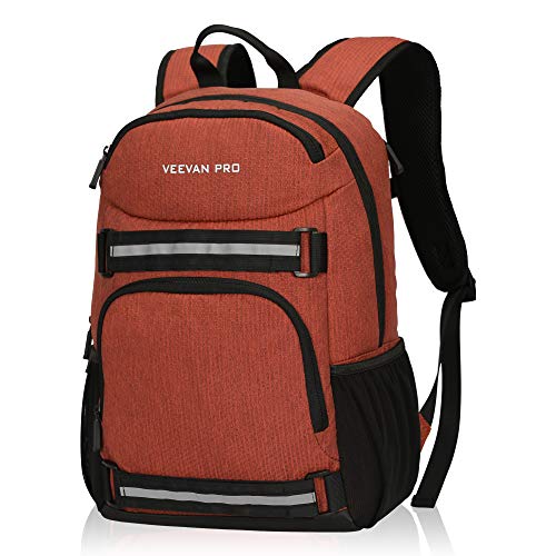 Veevanpro Cooler Backpack Insulated Backpack Cooler Lightweight Skateboard Backpack Leakproof Soft Cooler Bag 25 Cans, Orange Red