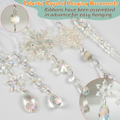 Oumuamua 32PCS COLOURFUL SNOWFLAKE PENDANT 32Pcs Christmas Decoration Crystal Ornaments - Iridescent Christmas Tree Ornaments Acrylic Snowflakes Drop Icicle Pendants Hanging Ornaments thumb #3