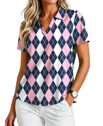 Image of PINSPARK Womens Golf Shirt Short Sleeve Polos UPF 50+ Collared Tennis Tops
