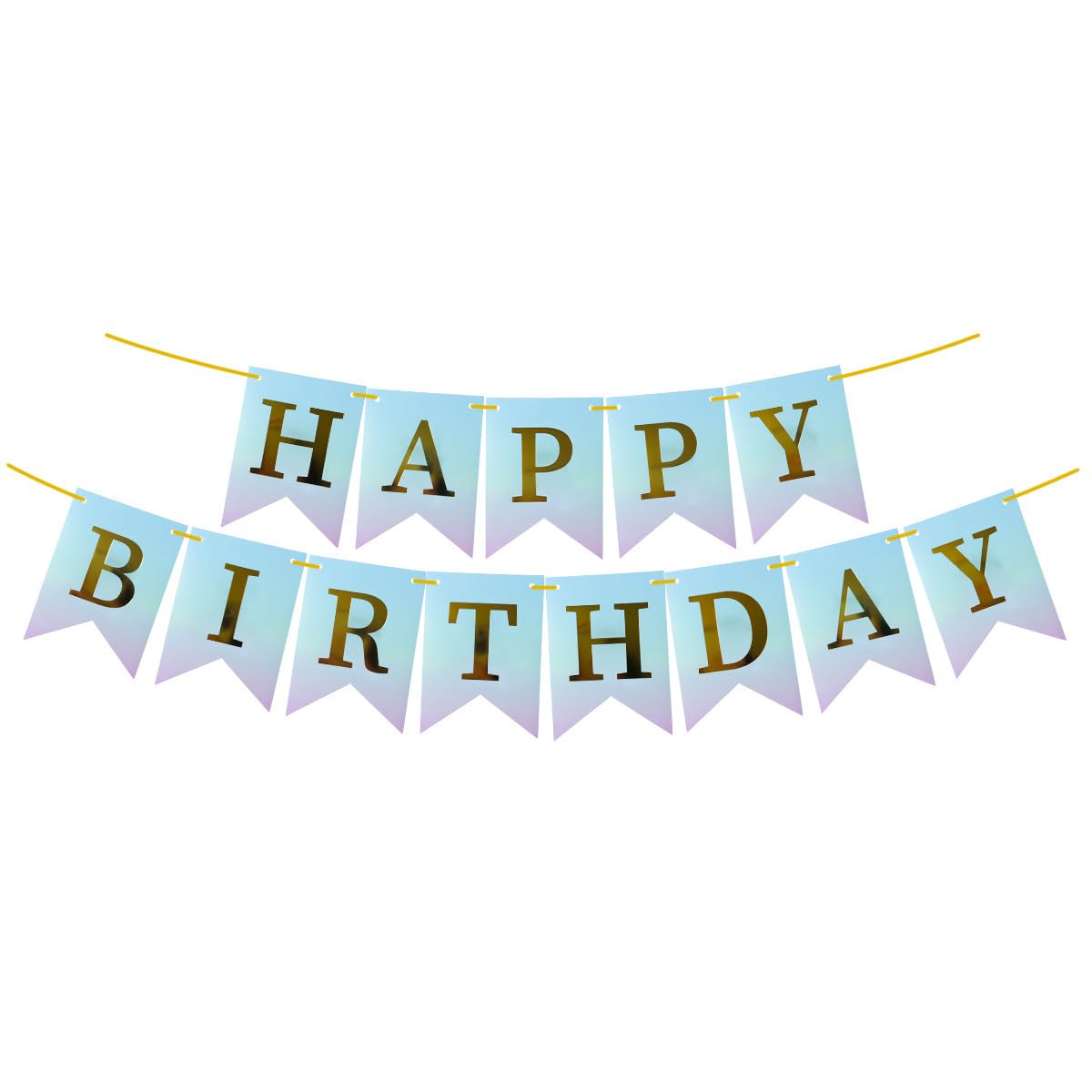 Kiyanest Gradient Gold Foil Birthday Banner – Elegant Party Decoration (5M)