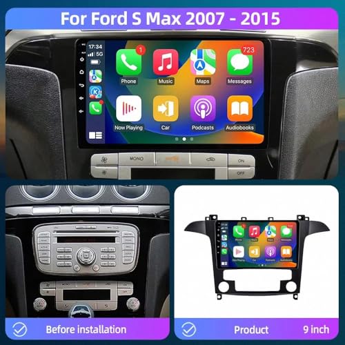 Pantalla de coche con Android Auto para Ford S-MAX 2007-2015, autorradio táctil con Bluetooth 2