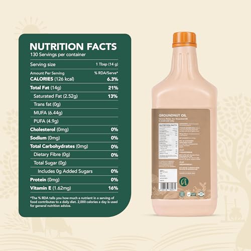 Image of Anveshan Wood Cold Pressed Ground Nut Peanuts Oil 2 Litre | Plastic Can | Kolhu /Kacchi Ghani /Chekku | Peanut Oil | Natural | Chemical-Free | Cold Pressed Ground Nut Oil for Cooking