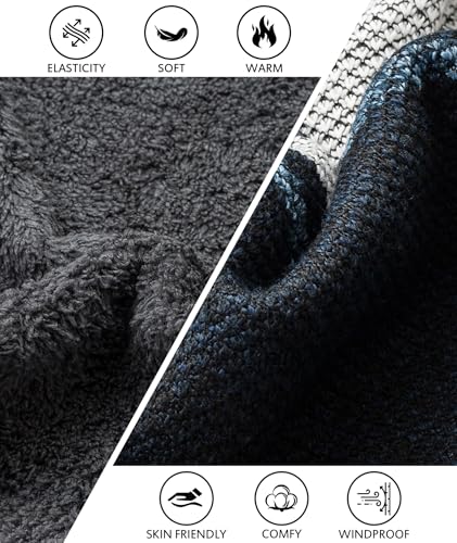 Image of LLdress Mens Knit Cardigan Sweaters Sherpa Lined Full Zip Hoodie With Pockets