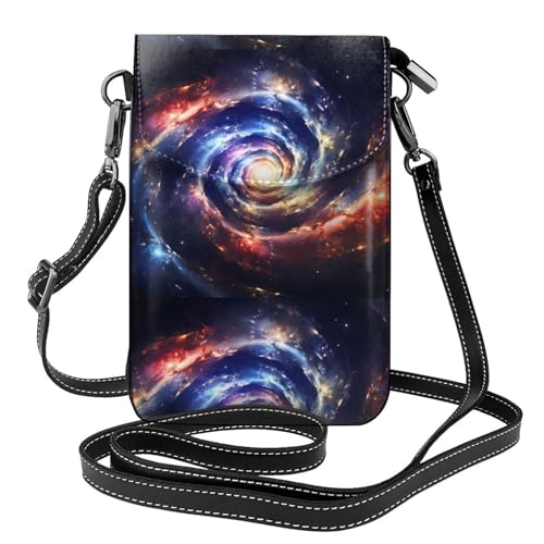 Sac à main pour téléphone portable et camping pochette cuir femme spirale cosmique