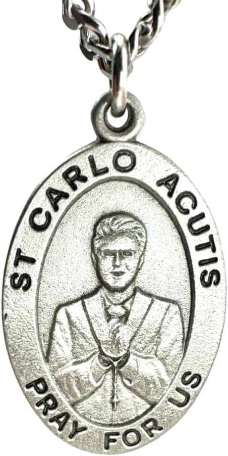 Westmon Works St Carlo Acutis Pewter Medal and Stainless Steel Necklace Set with Patron Saint of the Internet Prayer Card - Image 4