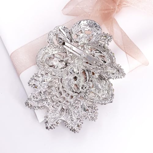 Image of LAXPICOL Big Large Women's Vintage Austrian Crystal Elegant Flower Teardrop Brooch Gold Tone