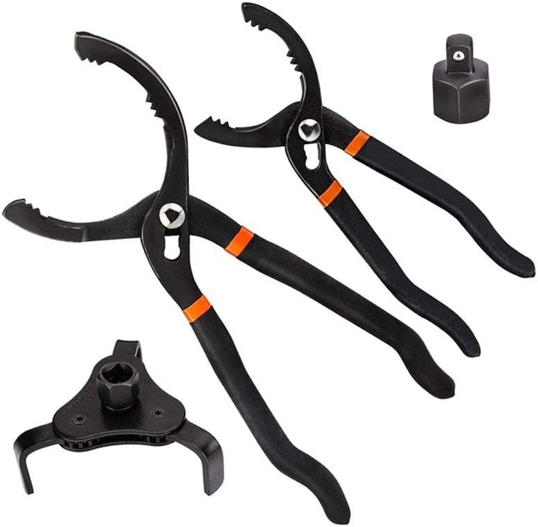 3PCS Universal Oil Filter Wrench Set 10-Inch 12-Inch Adjustable Oil Filter Pliers 3 Jaw Oil Filter Wrench Tool