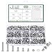 585 Stk M4 Schrauben Set, Senkkopfschrauben Muttern Set, Flachkopfschrauben und Muttern Set, Kreuzschlitz Maschinenschrauben Sortiment, Gewindeschrauben Set mit Unterlegscheiben Set(Silber, M4)