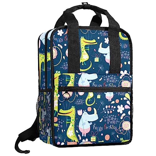 Sac à dos pour garçon bleu motif animal de 35.5 cm réglable