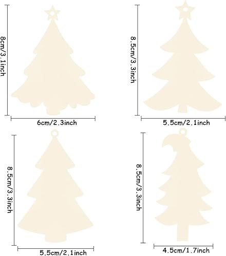 Miniatura 95 de Paquete de 50 rebanadas de madera pintables en blanco para colgar en forma de corazón natural para niños, manualidades, manualidades H-50 corazones