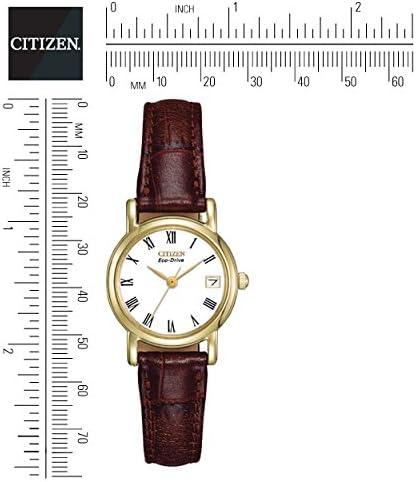 Citizen Eco-Drive Ladies' Strap with White Dial EW1272-01B, Gold Tone, Brown - Image 5