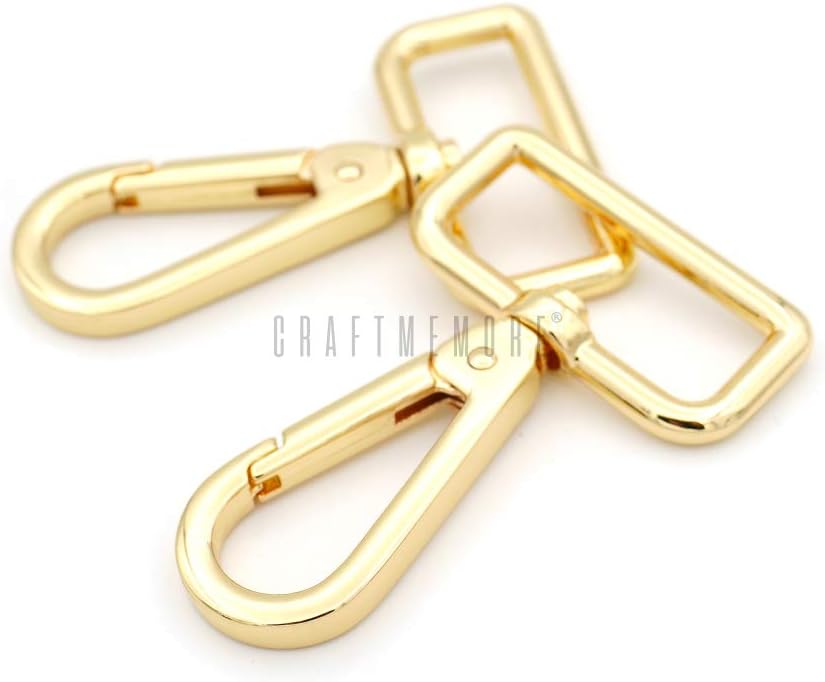 CRAFTMEMORE 2PCS 1-1/4 Inch Push Gate Snap Hooks Metal Swivel Lobster Claw Clasp Purse Hardware SC21 (Gold)