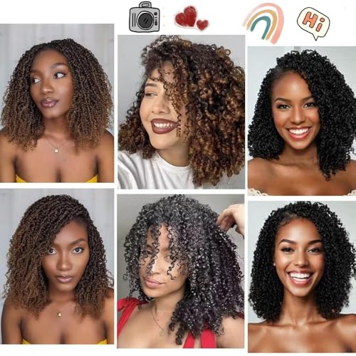 Datanala Yanky Twists Crochet Braiding Hair 10 Inch 9 Packs Crochet Hair with Curls Bohemian Passion Twists Crochet Hair Pre-looped Curly Crochet Braids Hair Extensions for Women (1B/30/27#, 10 Inch) — view 5